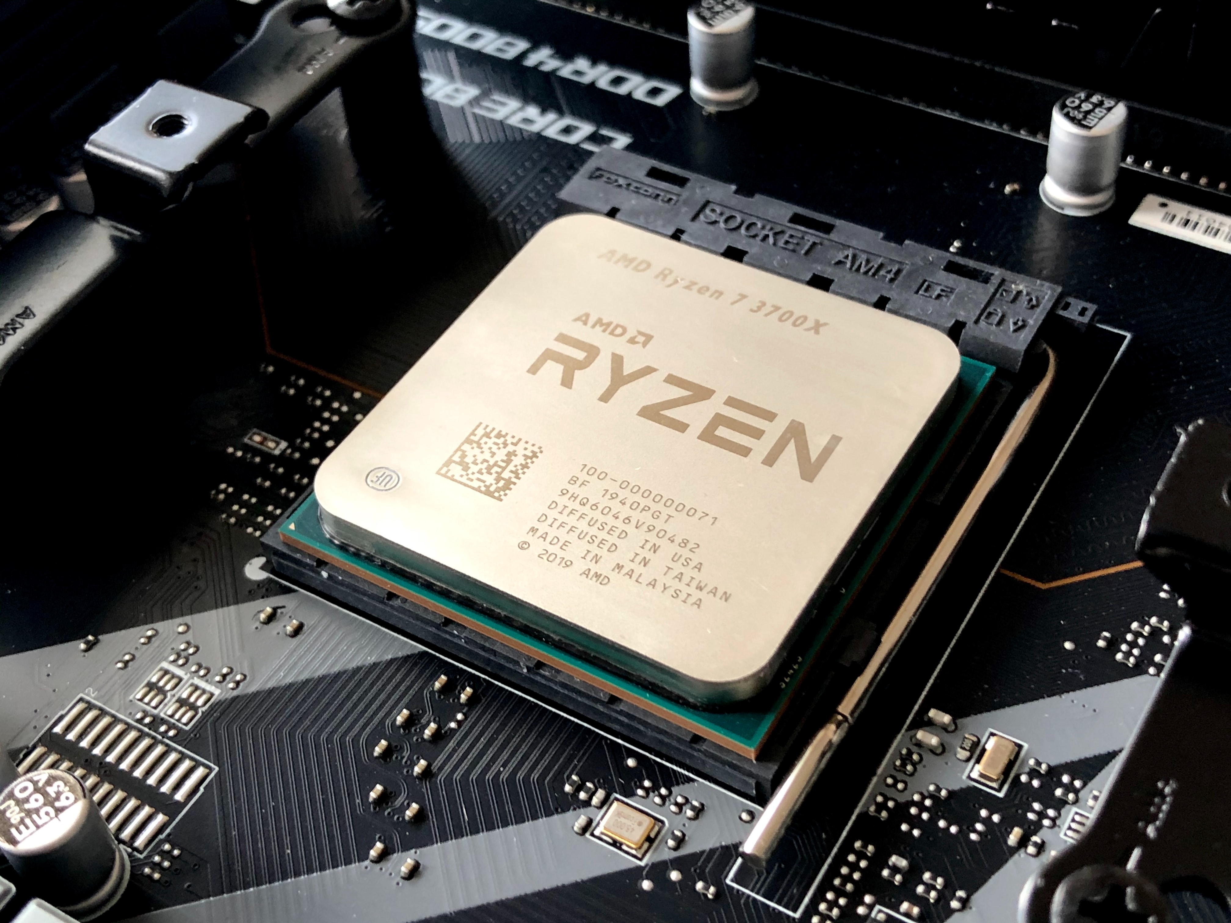 nærbilde av en Ryzen prosesor 